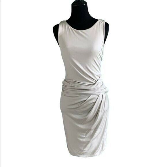 Theory Women light Gray Sleeveless ruched cocktail Dress size P-Small - Picture 1 of 8